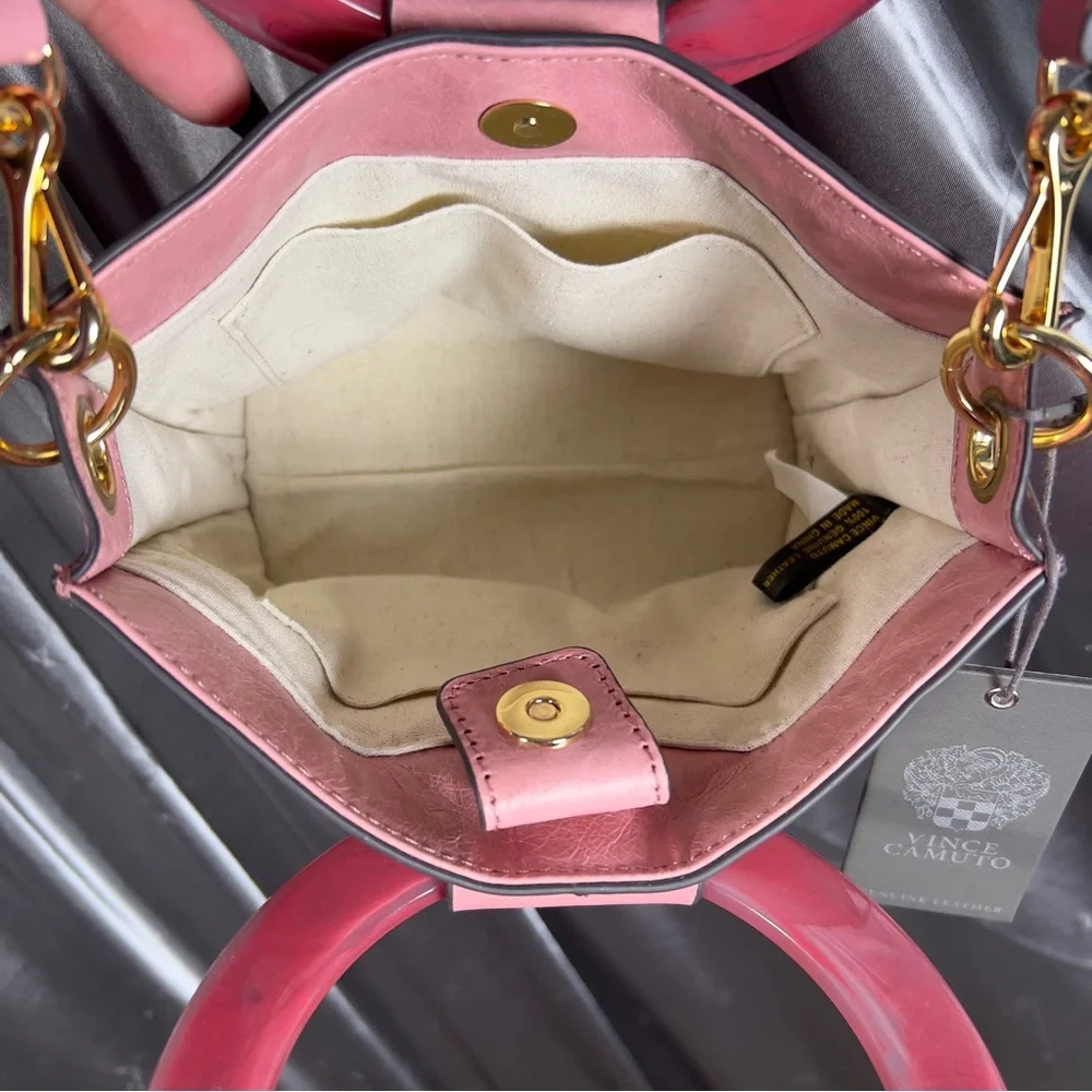 Vince Camuto Pink Cherry Blossom  Iggy Crossbody Leather Purse Bag NWT MSRP $178 - Picture 16 of 17